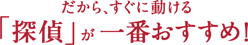 だから、すぐに動ける「探偵」が一番おすすめ！